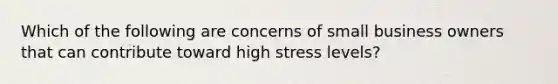 Which of the following are concerns of small business owners that can contribute toward high stress levels?