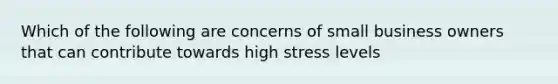 Which of the following are concerns of small business owners that can contribute towards high stress levels