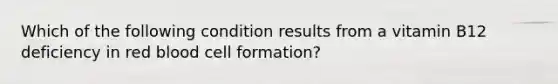 Which of the following condition results from a vitamin B12 deficiency in red blood cell formation?