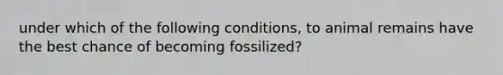 under which of the following conditions, to animal remains have the best chance of becoming fossilized?