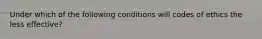 Under which of the following conditions will codes of ethics the less effective?