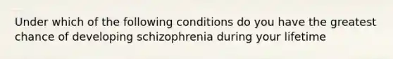 Under which of the following conditions do you have the greatest chance of developing schizophrenia during your lifetime