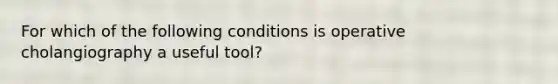 For which of the following conditions is operative cholangiography a useful tool?