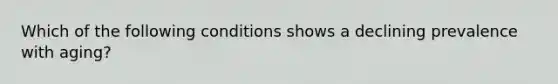 Which of the following conditions shows a declining prevalence with aging?