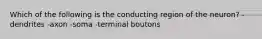 Which of the following is the conducting region of the neuron? -dendrites -axon -soma -terminal boutons