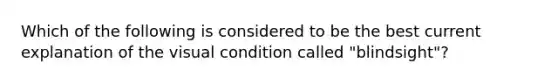 Which of the following is considered to be the best current explanation of the visual condition called "blindsight"?