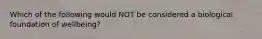 Which of the following would NOT be considered a biological foundation of wellbeing?