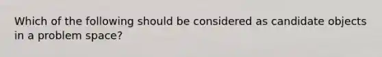 Which of the following should be considered as candidate objects in a problem space?