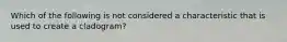 Which of the following is not considered a characteristic that is used to create a cladogram?