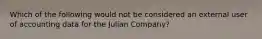 Which of the following would not be considered an external user of accounting data for the Julian Company?