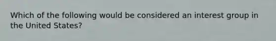 Which of the following would be considered an interest group in the United States?