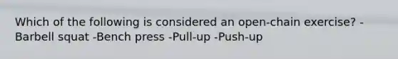 Which of the following is considered an open-chain exercise? -Barbell squat -Bench press -Pull-up -Push-up