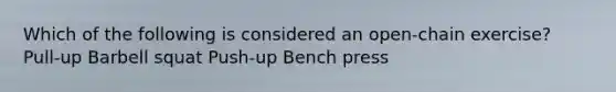 Which of the following is considered an open-chain exercise? Pull-up Barbell squat Push-up Bench press