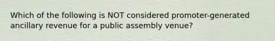 Which of the following is NOT considered promoter-generated ancillary revenue for a public assembly venue?