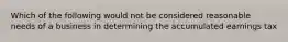 Which of the following would not be considered reasonable needs of a business in determining the accumulated earnings tax