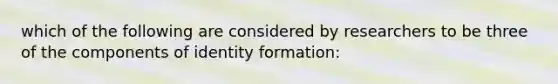 which of the following are considered by researchers to be three of the components of identity formation: