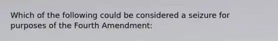 Which of the following could be considered a seizure for purposes of the Fourth Amendment: