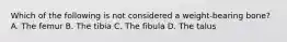 Which of the following is not considered a weight-bearing bone? A. The femur B. The tibia C. The fibula D. The talus