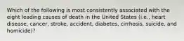 Which of the following is most consistently associated with the eight leading causes of death in the United States (i.e., heart disease, cancer, stroke, accident, diabetes, cirrhosis, suicide, and homicide)?