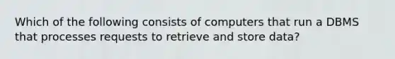 Which of the following consists of computers that run a DBMS that processes requests to retrieve and store data?