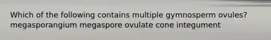 Which of the following contains multiple gymnosperm ovules? megasporangium megaspore ovulate cone integument