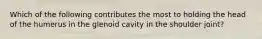 Which of the following contributes the most to holding the head of the humerus in the glenoid cavity in the shoulder joint?