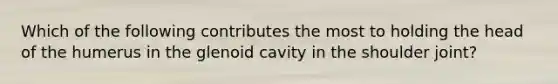 Which of the following contributes the most to holding the head of the humerus in the glenoid cavity in the shoulder joint?