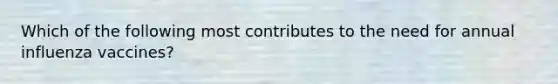 Which of the following most contributes to the need for annual influenza vaccines?