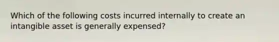 Which of the following costs incurred internally to create an intangible asset is generally expensed?