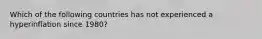 Which of the following countries has not experienced a hyperinflation since 1980?