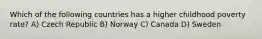 Which of the following countries has a higher childhood poverty rate? A) Czech Republic B) Norway C) Canada D) Sweden