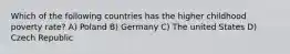 Which of the following countries has the higher childhood poverty rate? A) Poland B) Germany C) The united States D) Czech Republic