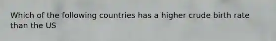 Which of the following countries has a higher crude birth rate than the US