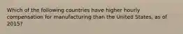 Which of the following countries have higher hourly compensation for manufacturing than the United States, as of 2015?