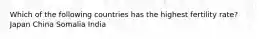 Which of the following countries has the highest fertility rate? Japan China Somalia India