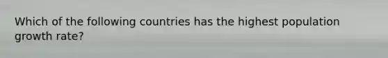 Which of the following countries has the highest population growth rate?