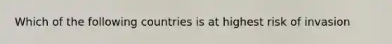Which of the following countries is at highest risk of invasion