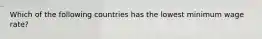 Which of the following countries has the lowest minimum wage rate?
