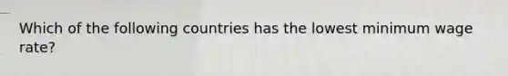 Which of the following countries has the lowest minimum wage rate?