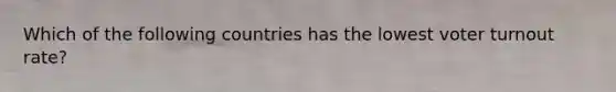Which of the following countries has the lowest voter turnout rate?