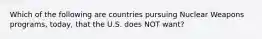 Which of the following are countries pursuing Nuclear Weapons programs, today, that the U.S. does NOT want?