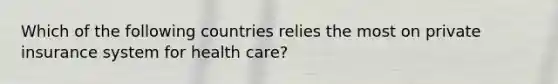 Which of the following countries relies the most on private insurance system for health care?