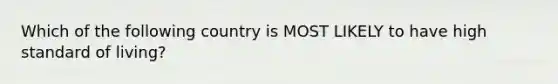 Which of the following country is MOST LIKELY to have high standard of living?