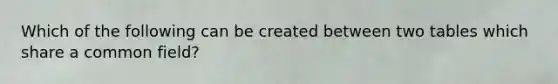 Which of the following can be created between two tables which share a common field?
