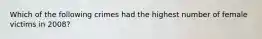 Which of the following crimes had the highest number of female victims in 2008?