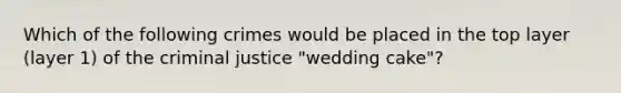 Which of the following crimes would be placed in the top layer (layer 1) of the criminal justice "wedding cake"?