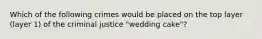 Which of the following crimes would be placed on the top layer (layer 1) of the criminal justice "wedding cake"?