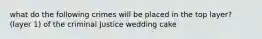 what do the following crimes will be placed in the top layer? (layer 1) of the criminal Justice wedding cake