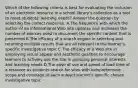 Which of the following criteria is best for evaluating the inclusion of an electronic resource in a school library's collection as a tool to meet students' learning needs? Answer the question by selecting the correct response. A.The frequency with which the author of an informational Web site updates and increases the number of sources used to document the specific content that is presented B.The efficacy of a search engine in selecting and returning multiple results that are all relevant to the learner's specific investigative topic C.The efficacy of a Web site in employing visual appeal and aesthetic qualities to encourage learners to actively use the site in pursuing personal interests and learning needs D.The ease of use and speed of load time of a resource as students search for sites with comprehensive scope and coverage of each subject learner's specific chosen investigative topic