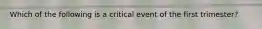 Which of the following is a critical event of the first trimester?